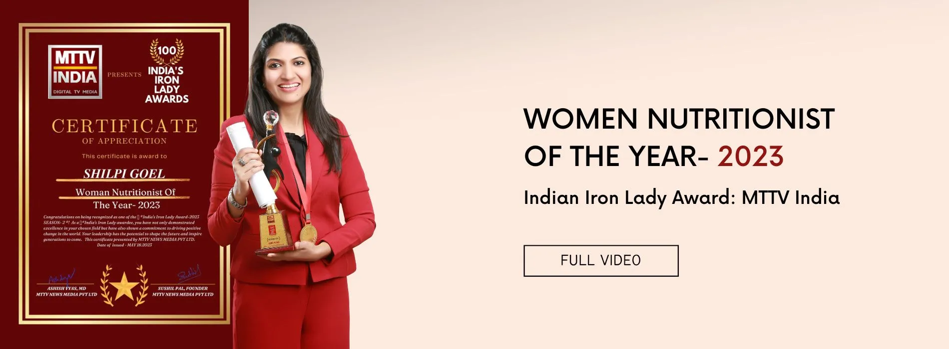 Women Nutritionist of the Year - 2023, Indian Iron Lady Awards: MTTV India